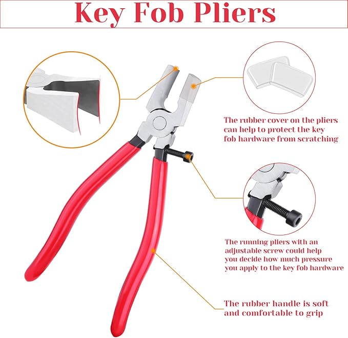 Key Fob Hardware Set, Shynek 50PCS Lanyard Key Fob Hardware 1 Inch with Key Fob Pliers Tool for Keychain and Wristlet Clamp Hardware Supplies