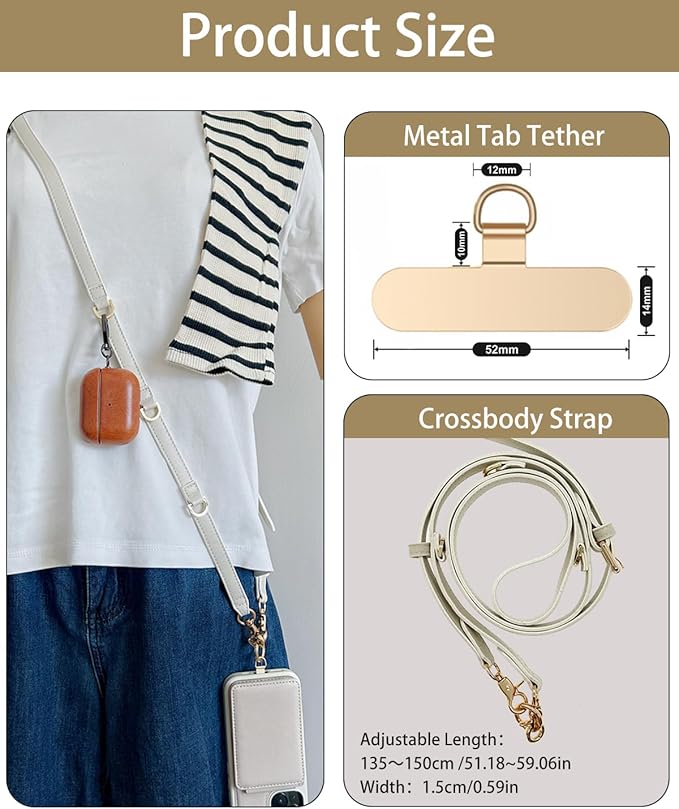 Phone Lanyard Crossbody with Hanging Loops, Clip and Go Strap for Phone with Zipper Wallet, Adjustable Elastic Phone Strap