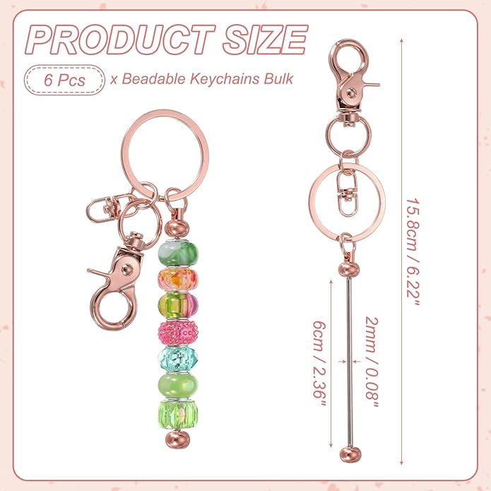 uxcell Beadable Keychain, Keychain Making Supplies, Blank Bead Metal Chain Bars for DIY Crafts Jewelry Making Gift