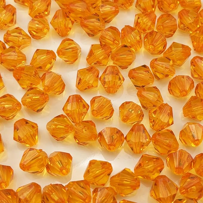 1000pcs 6mm Acrylic Bicone Beads Faceted Acrylic Crystal Spacer Beads for Bracelet Necklace Earring Keychain Jewelry Making Crafts(Orange)