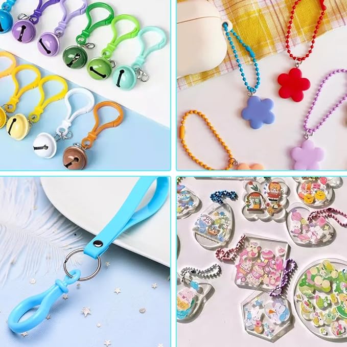 SourceTon 100Pcs Plastic Snap Clasps + 50Pcs Metal Ball Chains Kit | Adjustable Jewelry Connectors, Keychain Hooks, Backpack Clips | Assorted Colors for DIY Crafting