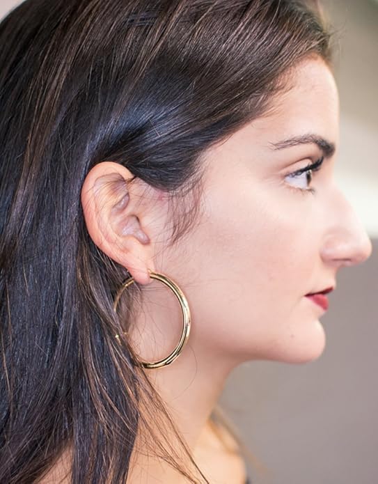 14K Gold Hoop Earrings, 4mm Thick