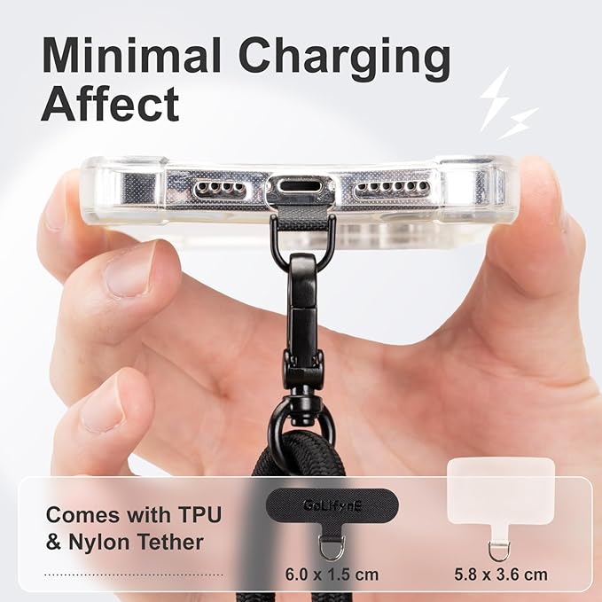 Universal Phone Lanyard, Anti-Theft Crossbody Strap for iPhone 17 Pro Max and Most Smartphones, Adjustable Cell Phone Neck Holder w/ 2 Non-Adhesive Tether Tabs for Men and Women, Grey/Silver