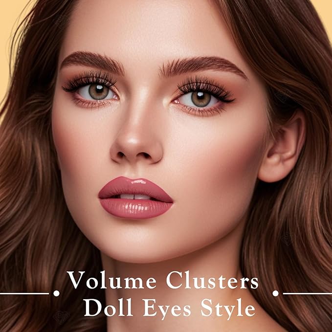 APCYUST Wispy Lashes Fluffy Mink Eyelashes 16mm Natural Thick False Eye Lash Strips 14 Sets Medium Wispies Fake Strip Doll Eyelash Wet Spikes Style Full Volume Cateye Spiky Lashes Manga Look