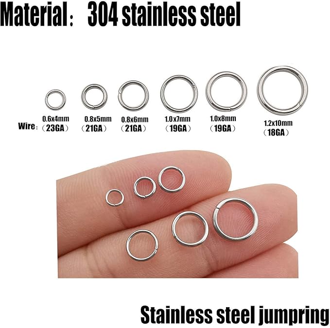 1000 pcs Stainless Steel Split Rings Jump Rings Connector Rings for Jewelry Making Necklaces Bracelet Earrings Keychain DIY Craft (12603-6mm)