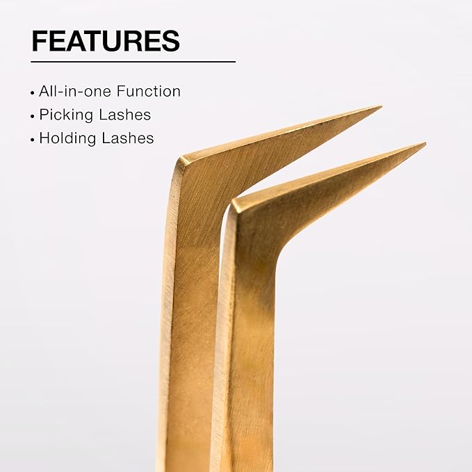 Curacoro Lash Tweezers for Eyelash Extensions - LashSmith L-Shaped 90° Tweezer for Volume Lashes, Spikes & Fans