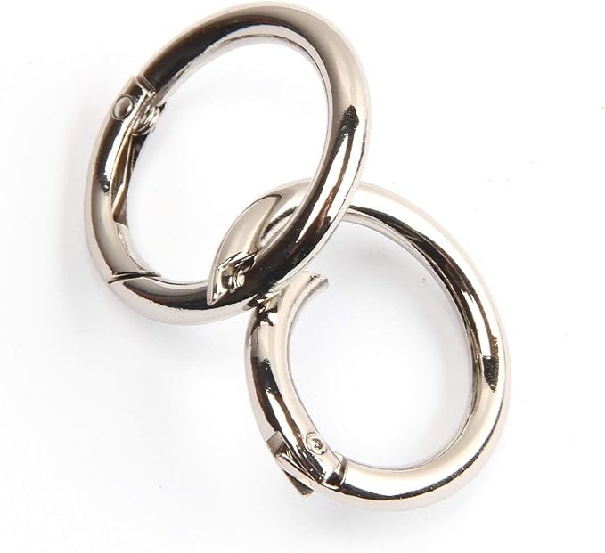 15pcs Trigger Spring O Rings Round Carabiner Clip Snap for Keyrings Buckle, Bags,Purses (Silver, 1 inch)
