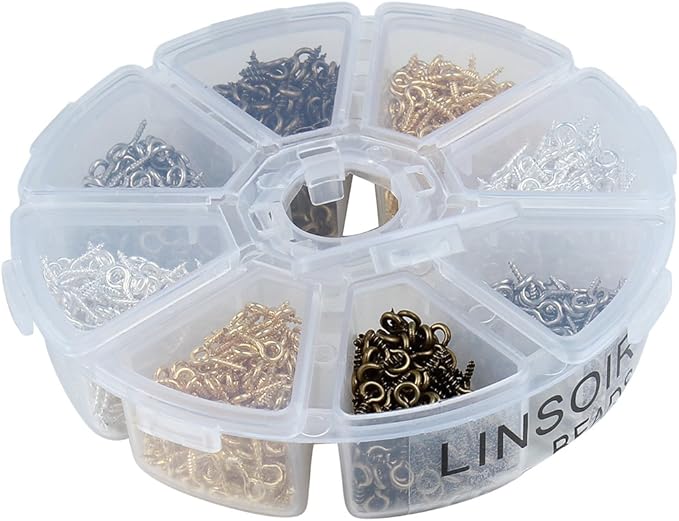 Metal Screw Eye Pins Hooks 5X12mm Heavy Duty Screw Eye Pins for DIY Jewelry Making Mixed Plated Eye Bolt Arts & Crafts Project 200 Pcs/lot