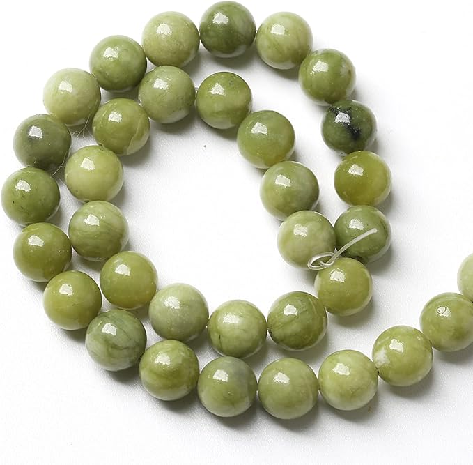 10MM 36PCS Natural Stone Chinese Green Jade Loose Beads for Jewelry Making DIY Bracelet Necklace 1 Strand