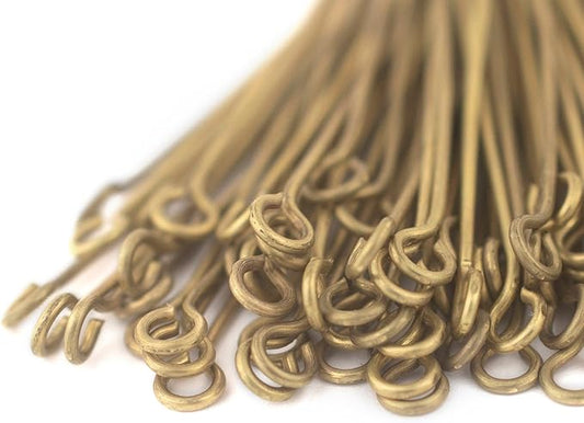 The Bead Chest Brass 21 Gauge 2 Inch Eye Pins (Approx 100 Pieces)