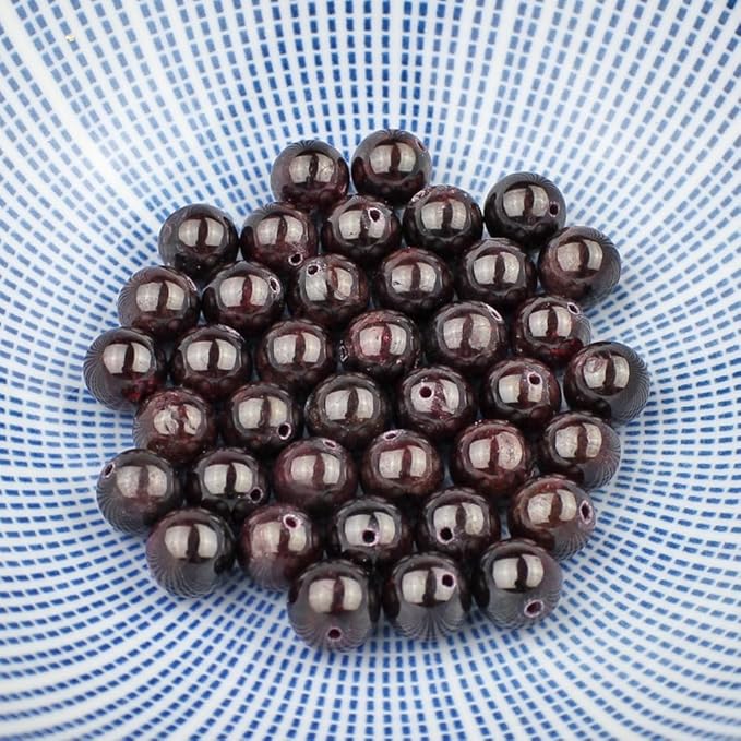 MJDCB Natural Stone Beads Garnet Round Loose Beads for Jewelry Making DIY Bracelet Necklace (4mm)