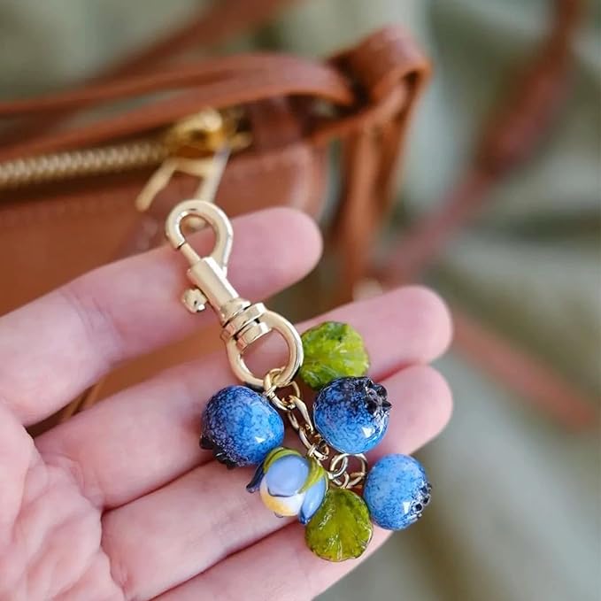 Blueberry Keychain Fruit Bag Charms Purse Charms for Handbags Tote Bags Cute Blue Fruit Accessories Gifts for Women