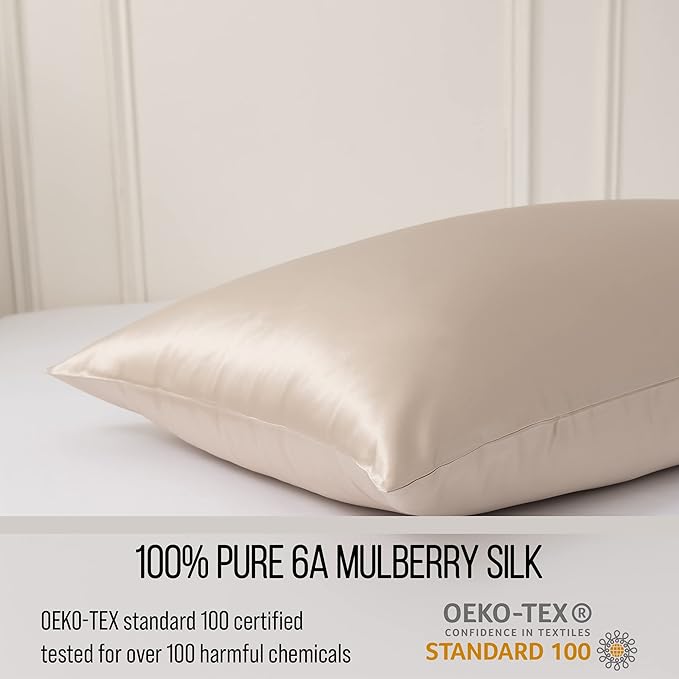 Bella Coterie Luxury Silk Pillowcase for Hair and Skin | 30 Momme | 100% Pure 6A Mulberry Silk | Super Soft | Perfectly Plush [King, Champagne]