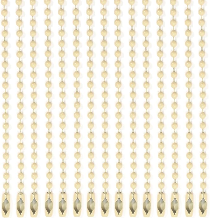 Lemonkey 20Pcs Ball Beads Chain Bulk,Cream Keychain Rings Metal Chain,4 Inch Dog Tag Metal Small Chain with Connectors for Hanging Decoration
