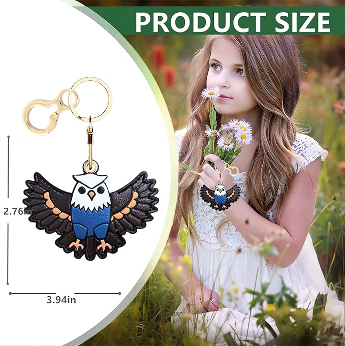 Leather Keychain Holder Case Compatible with AirTag,Cute Protective Cover with Keyring,Anti-Scratch Finder GPS Tracker Case for Wallet Keys,Bag,Pets(Owl Blue)