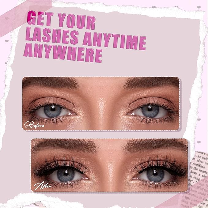 FADLASH 2 Pair Magnetic Lashes Natural Look Reusable Magnetic Eyelashes with Applicator No Glue Needed Wispy Lashes Soft Comfortable Eyelashes(B01)