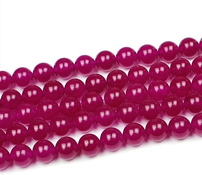 MJDCB Natural Rose Red Jade Round Loose Beads for Jewelry Making DIY Bracelet Necklac (10mm)