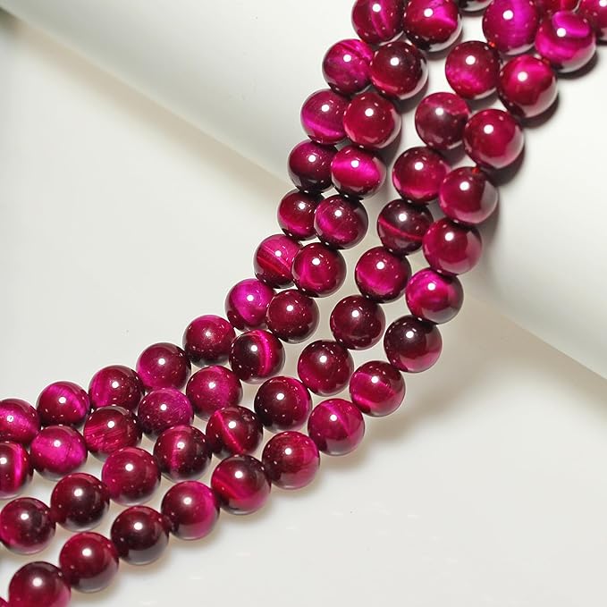 MJDCB Stone Beads 4mm 85pcs Round Rose Red Tiger's Eye Loose Gemstone Bead Charms for Jewelry Making Bracelet Necklace Earring Pendant