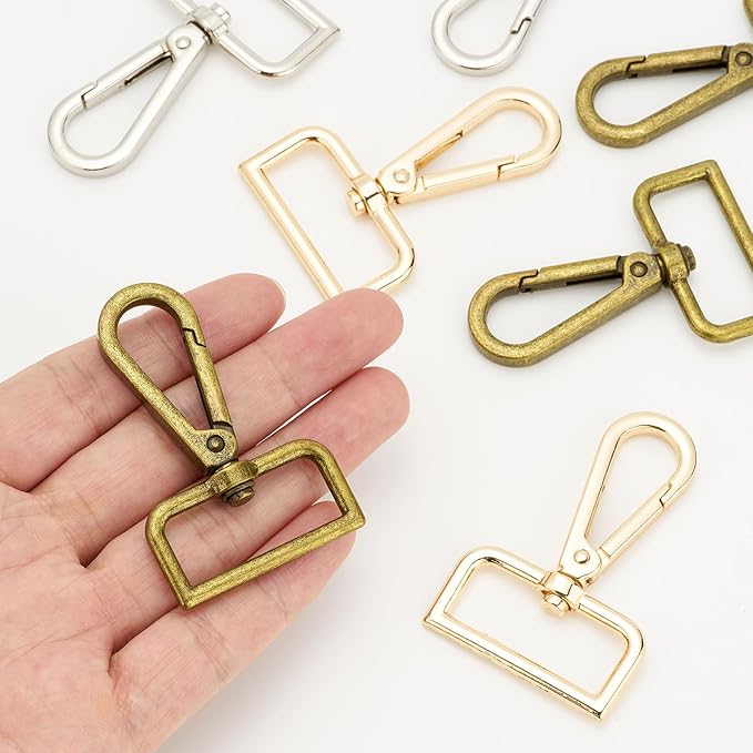 9 Pcs D Ring Swivel Lobster Claw Clasp Push Gate Snap Hooks Trigger Clips for DIY Crafts Keychain Purse Handbag Making,1-1/4 Inch Glod