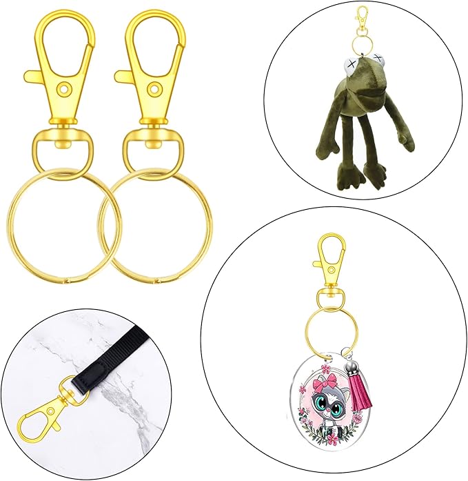 70PCS Swivel Snap Hooks with Key Rings, Metal Lobster Claw Clasp, Keychain Rings for Crafts (Gold, 1.2inch(32mm)