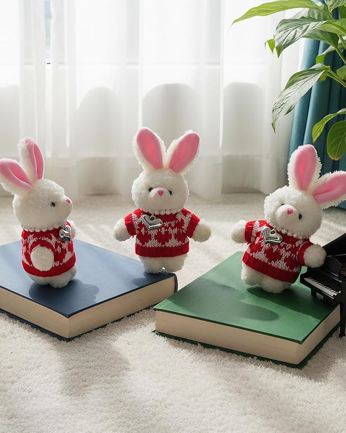 Christmas Bunny Plush Keychain for Backpack Cute Mini Rabbit Keychain Purse Charm Pendant Gift for Women