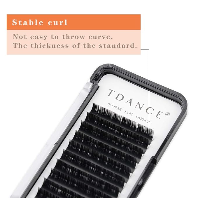 TDANCE Classic Lash Extensions Flat Lashes Eyelash Extensions 0.15mm D Curl Ellipse Eyelash Extensions 8mm Mixed Black Matte Individual Lashes Salon Use(Flat,D-0.15,8mm)