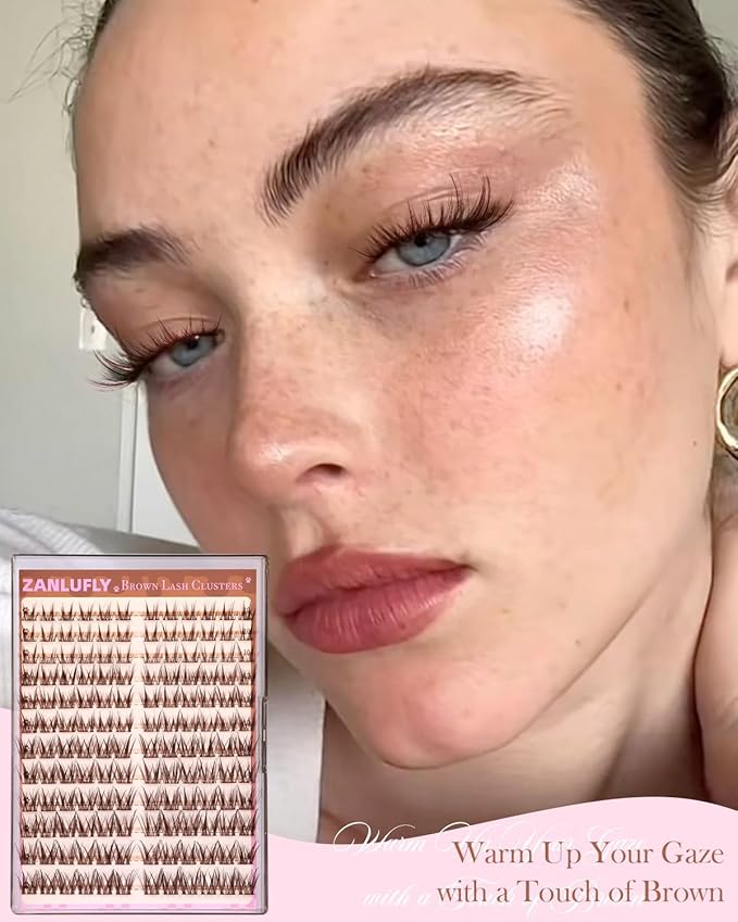 Brown Lash Clusters Manga Eyelash clusters Natural Spiky Lash Extension CD Curly Cluster Eyelash Extensions Dark Brown Individual Lashes by ZANLUFLY