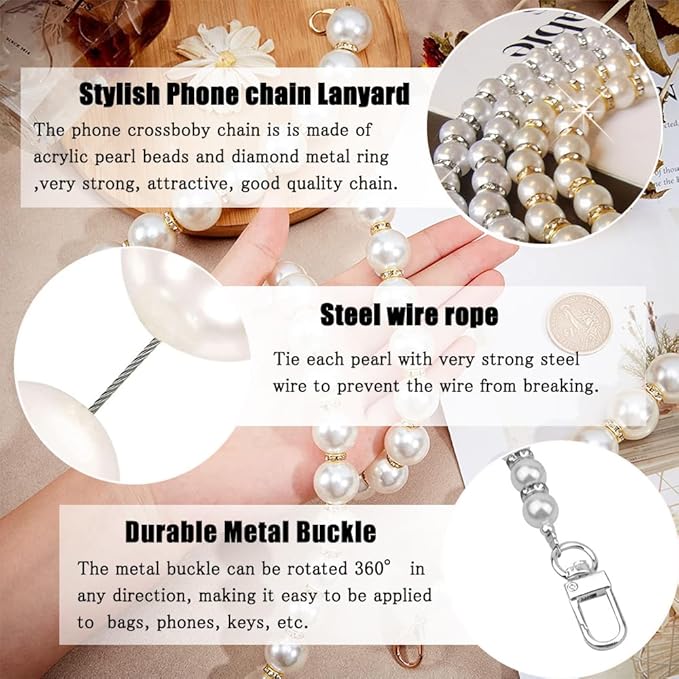 Crossbody Chain Cell Phone Lanyard - Universal Leather+Metal Shoulder Strap With Tether Patches (O)