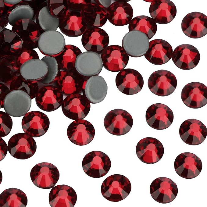 Hot Fix Crystal Flatback Rhinestones Glass Diamantes Gems 6.4mm(30ss 288pcs, Dark Red)