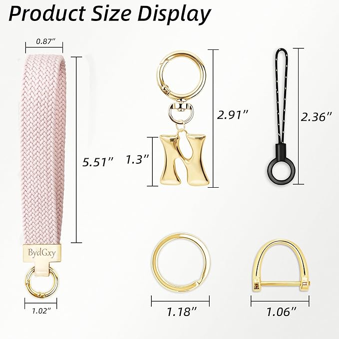 Stretchy Wristlet Initial Keychain, Key Chains Women Cute with Keyring, Llaveros para Mujer, Car Key Accessories