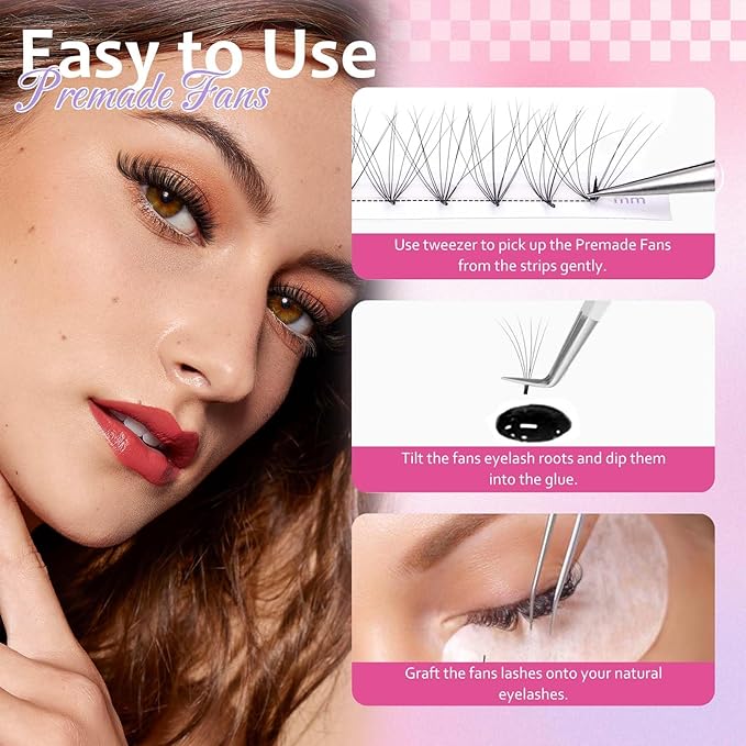 FADLASH Premade Lash Fans Double Layers Fluffy Premade Fans Eyelash Extensions 0.07 Thickness D Curl 10D Volume Lashes Premade Easy Fan Lashes (10D-0.07-D, 8-14mm Mix)