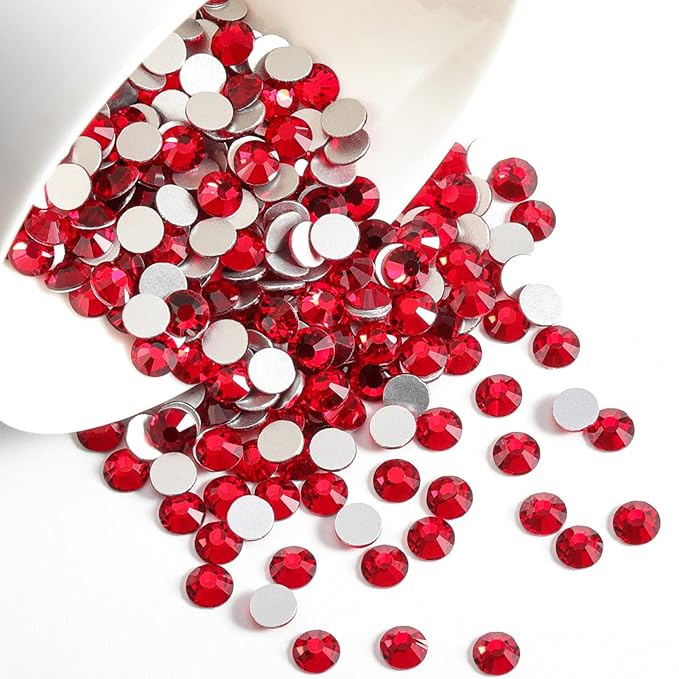 Beadsland 2880pcs Flat Back Crystal Rhinestones Round Gems for Nail Art and Craft Glue Fix,Siam,SS4,1.5-1.7mm