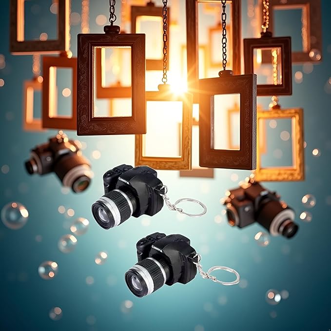 2Pcs Camera Keychain with Sound, Key Ring Decor Bag Wallet Pendant, Mini Camera Design Keychain Cute Novelty Ring Child Toy Kids Key Chain Pendant Creative Gift Key Chain Decorative