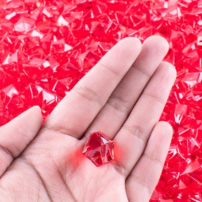 Super Z Outlet 1" Acrylic Color Ice Rock Crystals Treasure Gems for Table Scatters, Home Vase Fillers, Event, Wedding, Arts & Crafts, Birthday Decoration Favor - (Pack of 120) (Red)