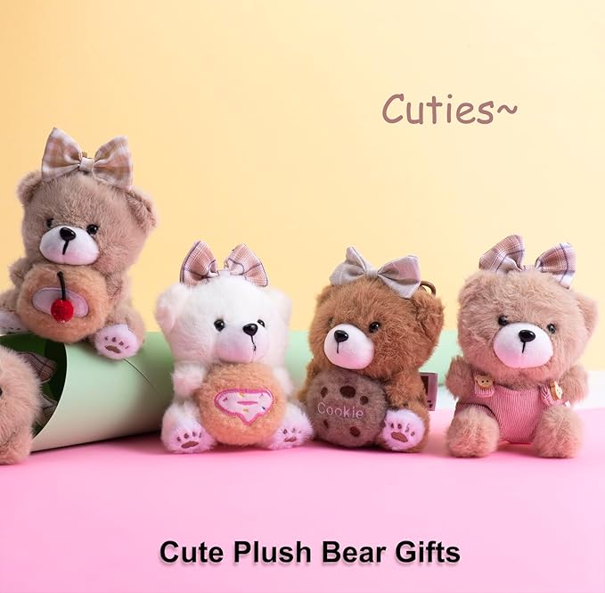 Cute Key Chain Plush Bear Bag Charm Teddy Bear Keychain Gift For Handbag,Purse, Backpack, Car Keys