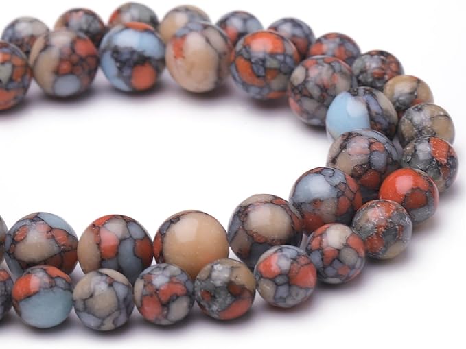 Natural Stone Beads for Jewelry Making,10mm Colorful Imperial Jasper Polished Smooth Round Gemstone Beads for Bracelet Necklace 15 Inch
