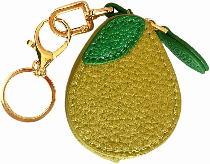Avocado Coin Purse Leather Coin Purse Keychain, Cute Fruit Bag Charm with Zipper, Y2K Preppy Aesthetic Key Ring Accessory for Women Girls Handbag Backpack Decor