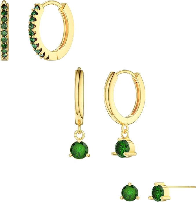 Freekiss 3 Pairs Gold Hoop Earrings Set: Dainty Stud Earrings Trendy Small 14K Gold Plated Hypoallergenic Dangle Cartilage Huggie Hoop Earrings for Women Gold Jewelry for Women Gifts