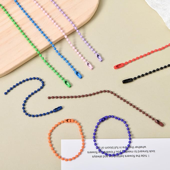 200 Pcs Ball Bead Chain Bulk Keychain 4.7 Inch Metal Dog Tag Small Chains with Connectors for Hanging Decoration