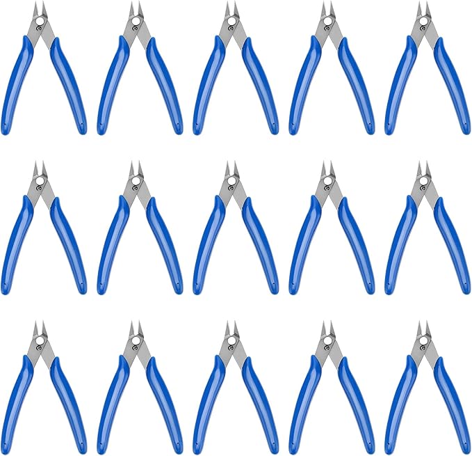 15 Pack 5 Inch Micro Wire Cutters,170 Wire Cutters with Internal Spring Small Side Flush Cut Pliers Precision Flush Cutters for Jewelry Making Professional Tools