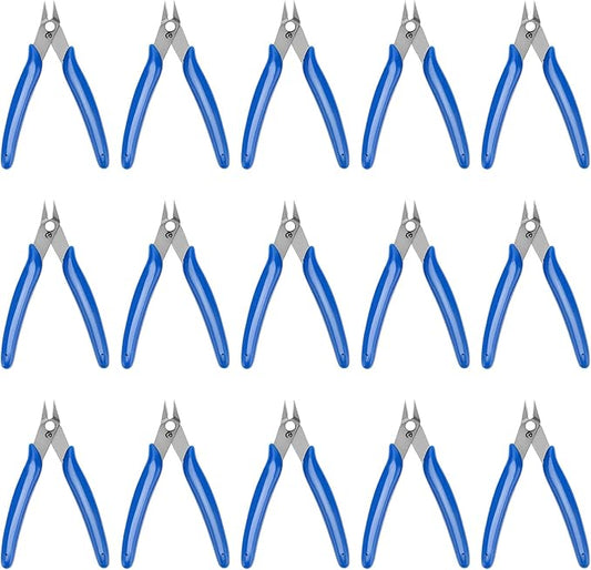 15 Pack 5 Inch Micro Wire Cutters,170 Wire Cutters with Internal Spring Small Side Flush Cut Pliers Precision Flush Cutters for Jewelry Making Professional Tools