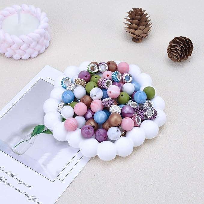 SUIMZESTI 109 Pcs Beadable Keychains Bars Set, Bulk Keychain Making Kit with Spacer Silicone Beads for Keychains Making Accessories for Womens DIY Crafts Gifts