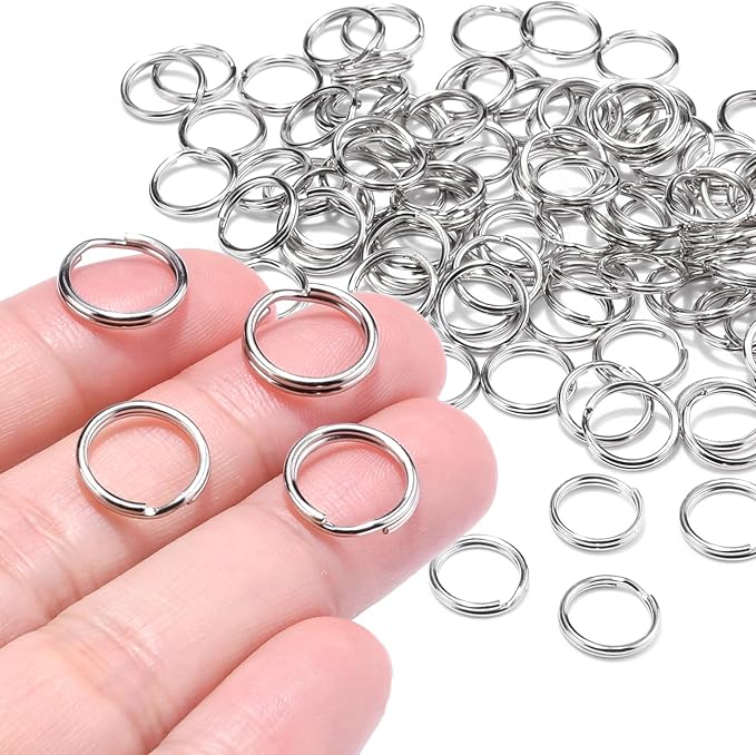 100PCS 1/2" Small Split Ring for Keychains, Double Loops Split Jump Rings Jewelry Making Necklaces Bracelets Earrings Metal Tiny Small Key Ring for Pet Collar Tag, Luggage Tag DIY Craft Accessories