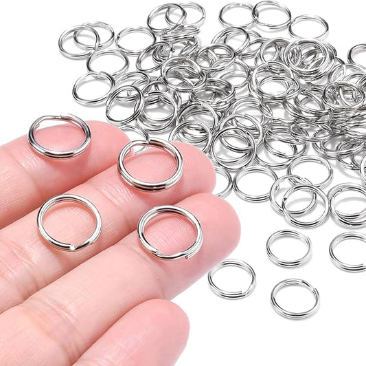100PCS 1/2" Small Split Ring for Keychains, Double Loops Split Jump Rings Jewelry Making Necklaces Bracelets Earrings Metal Tiny Small Key Ring for Pet Collar Tag, Luggage Tag DIY Craft Accessories