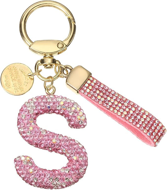 PATIKIL Initial Letter Keychain, Cute Sparkly Rhinestone Key Chain Alphabet Charm for Car Keys Handbags Purse