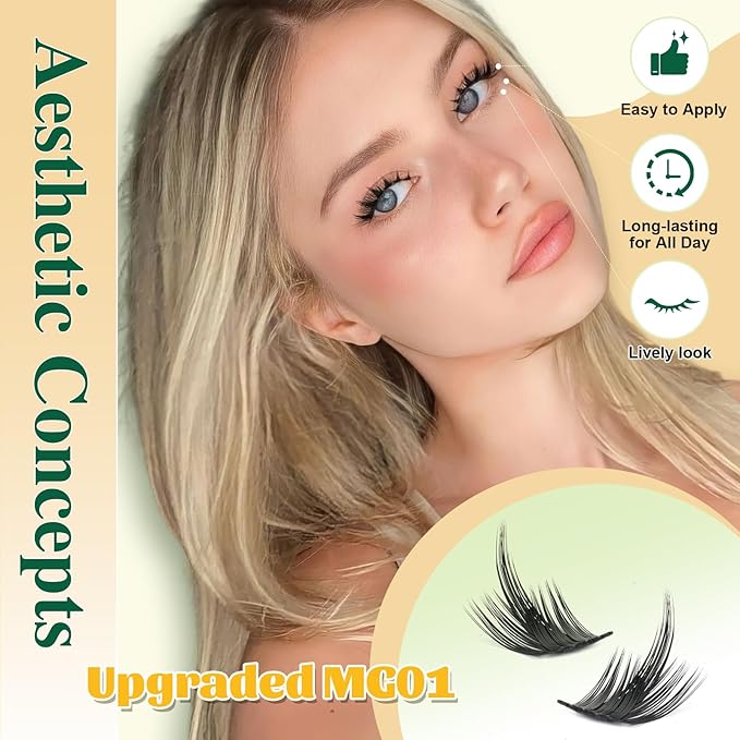 KEYYOU LASH California Sunset Manga Lash Clusters Kit 8-18mm Eyelash Clusters Kit DIY Lash Extension Natural Fairy Cluster Lashes with Lash Bond Seal Remover Applicator Soft Thin Band (Upgraded MG01)