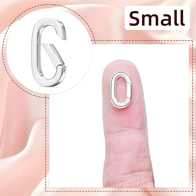 10Pcs Oval Clasp Carabiner Necklace Clasps and Closures, Spring Ring Clasp Pearl Necklace Enhancer Connector for Jewelry Bracelet Making