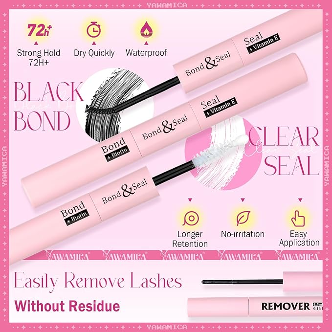 Yawamica Manga Lash Clusters Kit with Bottom Lashes DIY Eyelash Extension Kit Fairy Eyelash Clusters 8-16mm Individual Lashes Clusters Wispy Cluster Lashes with Bond and Seal Remover and Lash Tweezers