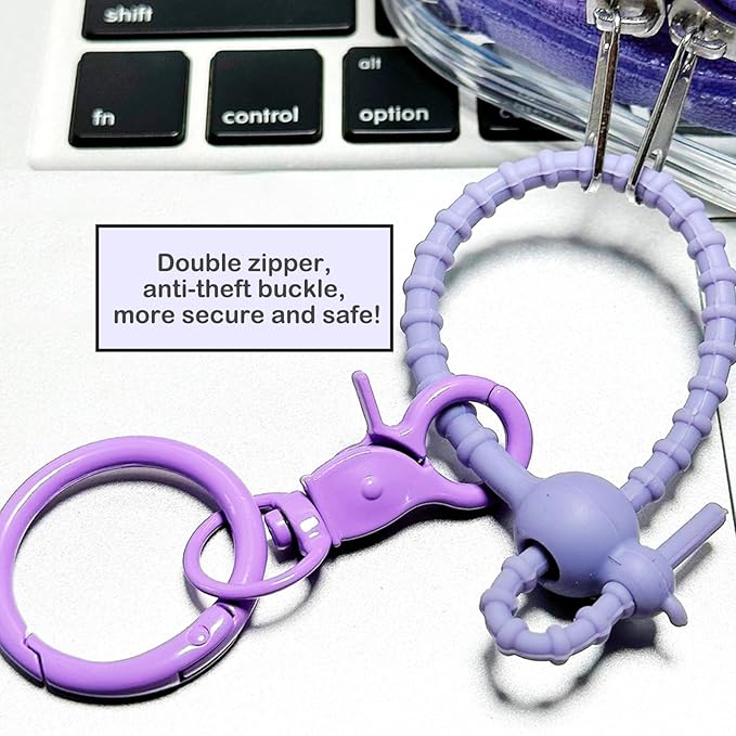 CALEMBOU BJD Doll Clear Display Bag, Portable Figures Storage Bag with Keychain, Mini Doll Hanging Box, Double Zipper Closure Dustproof Case for Figures Plushies (Square box-purple 13cm)