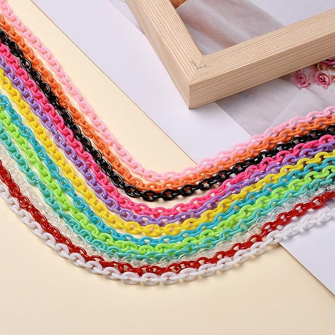 LiQunSweet 12strand/Box Handmade Opaque Acrylic Cable Chains for DIY Handbag Chain Lanyard Making Replacement Accessories - 2.5~3x1~2mm